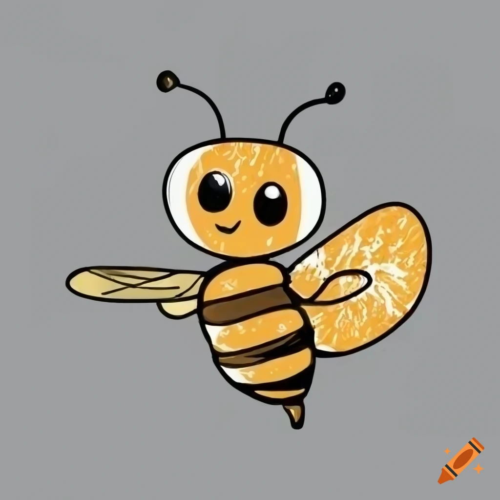 Doodle of a cute bee on a white background
