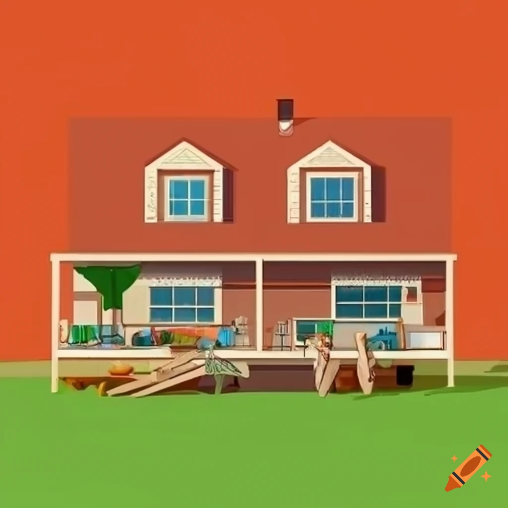Rustic farmhouse with tractors and modern computers in 3D artwork
