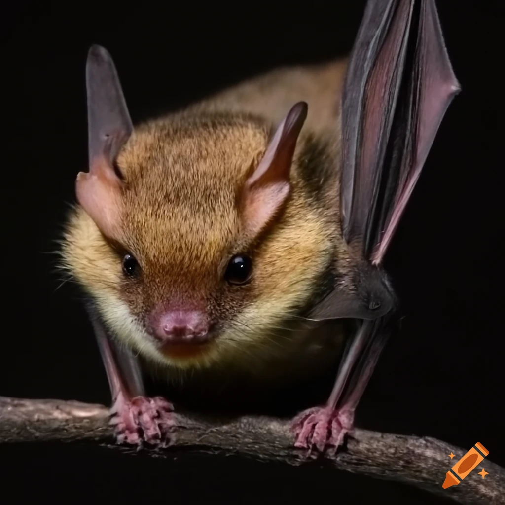 Chipmunk-bat hybrid with bat nose and wings in an illustration