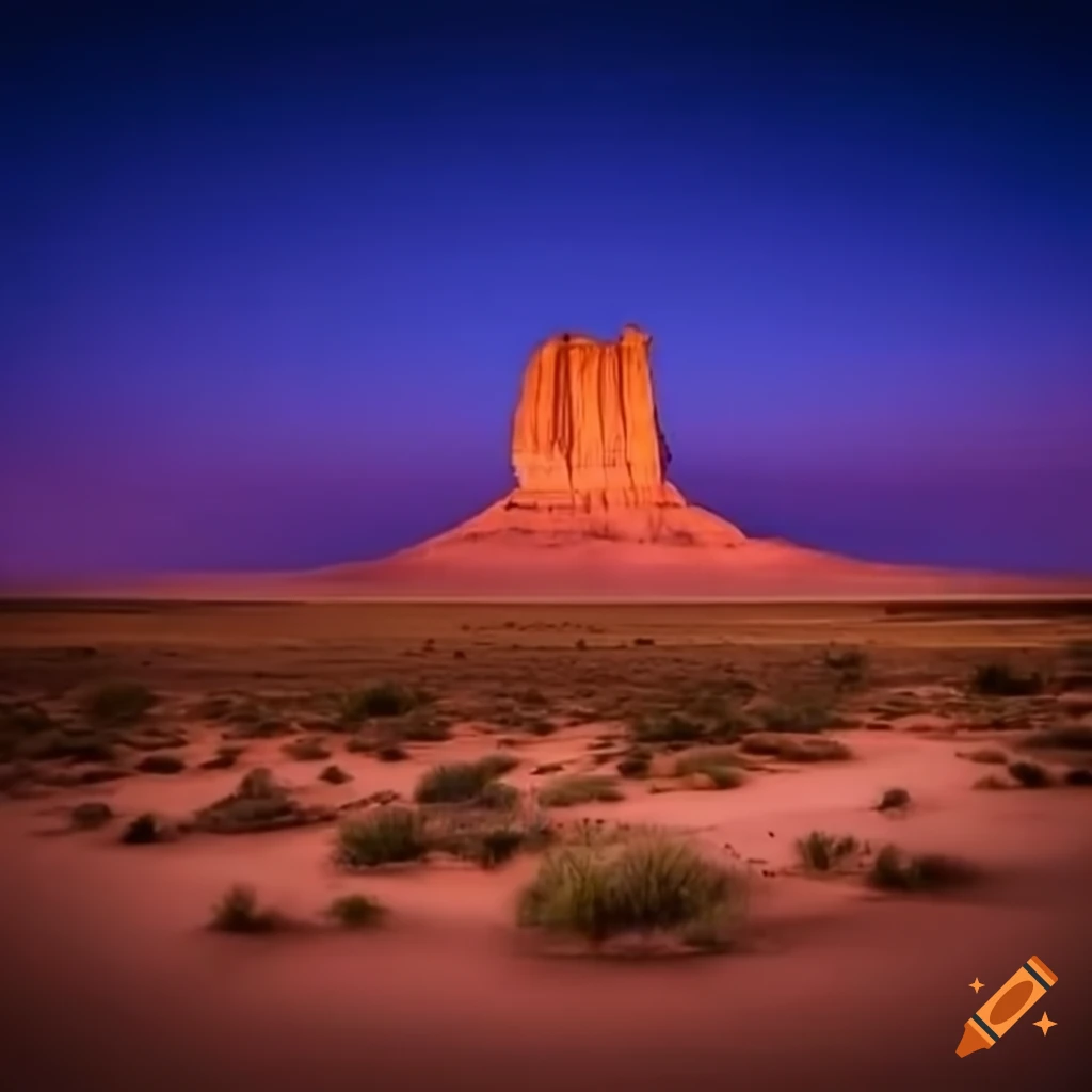 Monument in the night desert