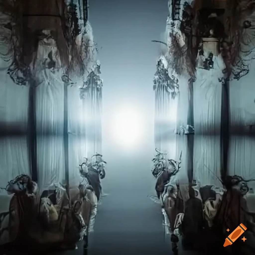 Theater stage with infinite mirror viewed from the front on Craiyon