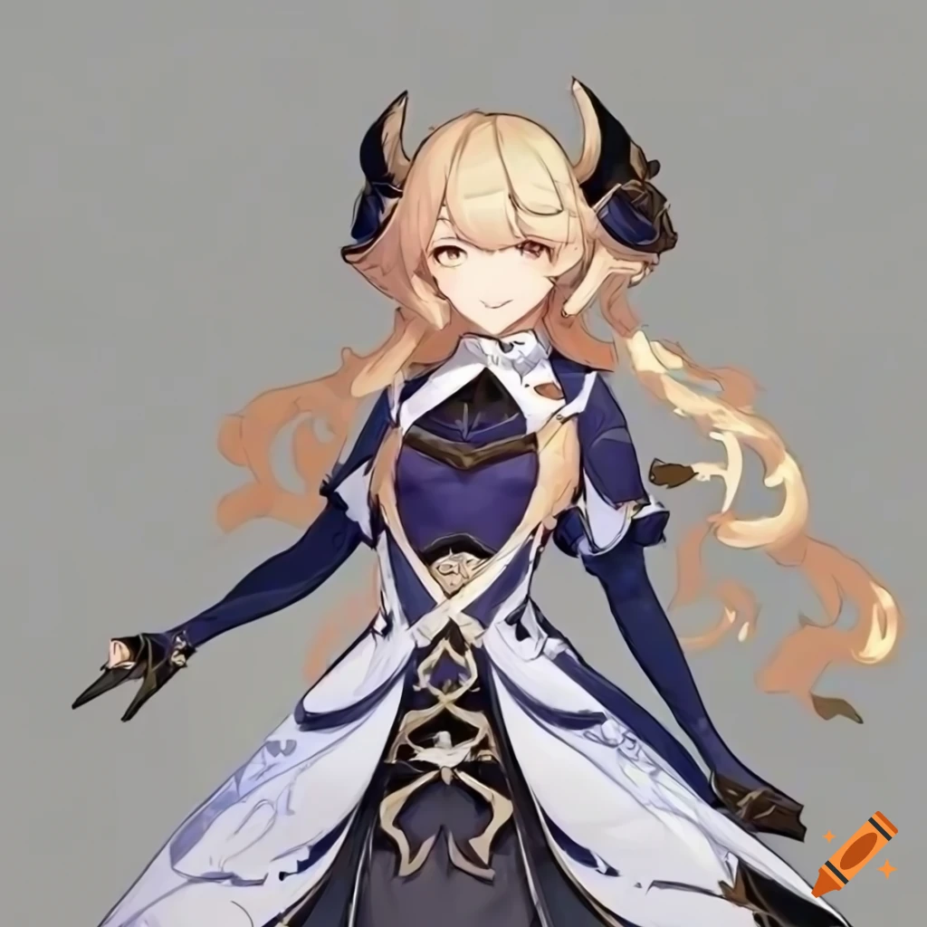 Genshin Impact woman in elegant Victorian themed outfit