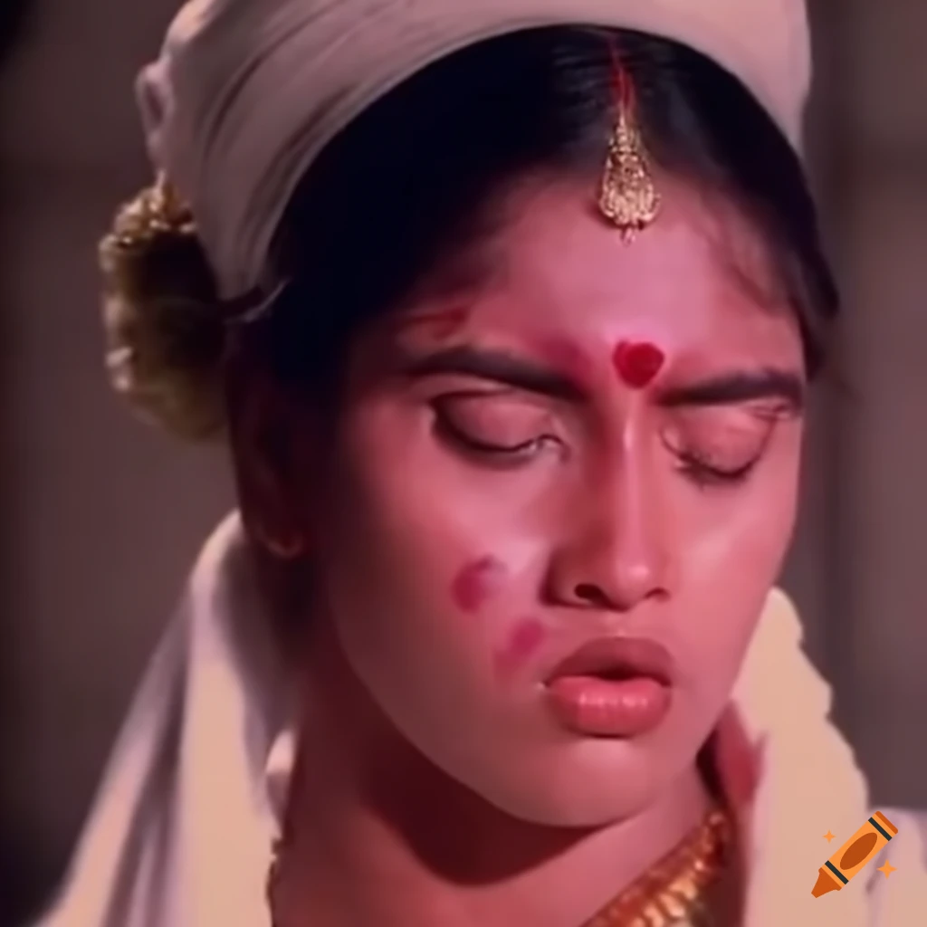 Dizzy south indian woman martial arts fighter with bruised face in 80s