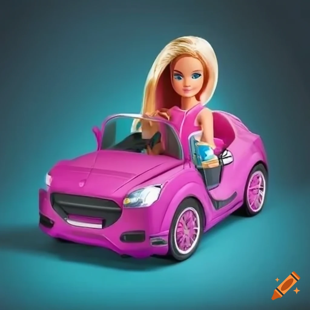 Barbie engineer in a car