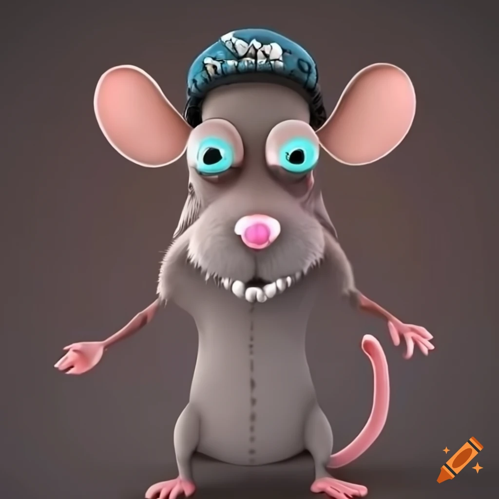 Happy 3D cartoon rat with a hip-hop vibe