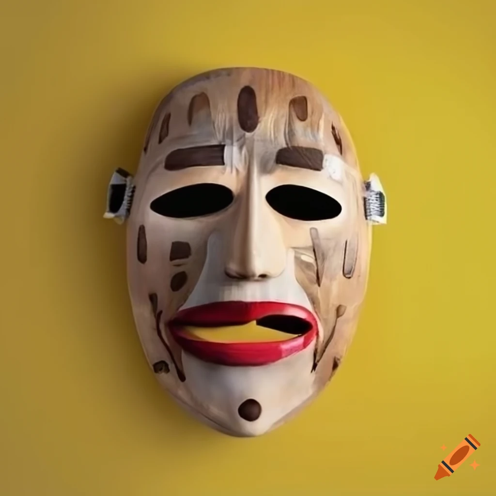South American mask on yellow background