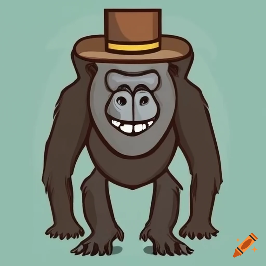 Brown gorilla wearing a top hat on Craiyon