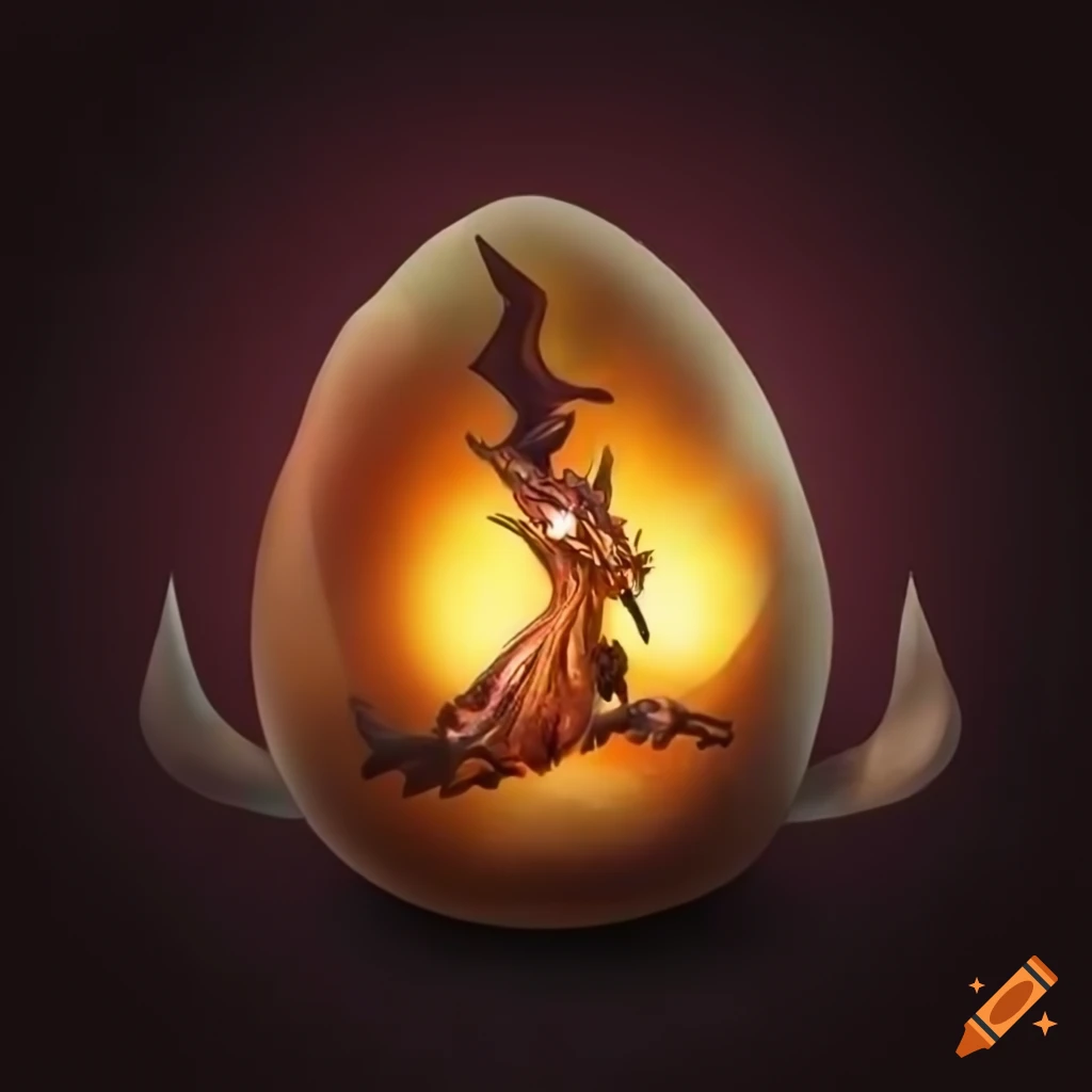 Majestic dragon guarding a glistening egg on a transparent background