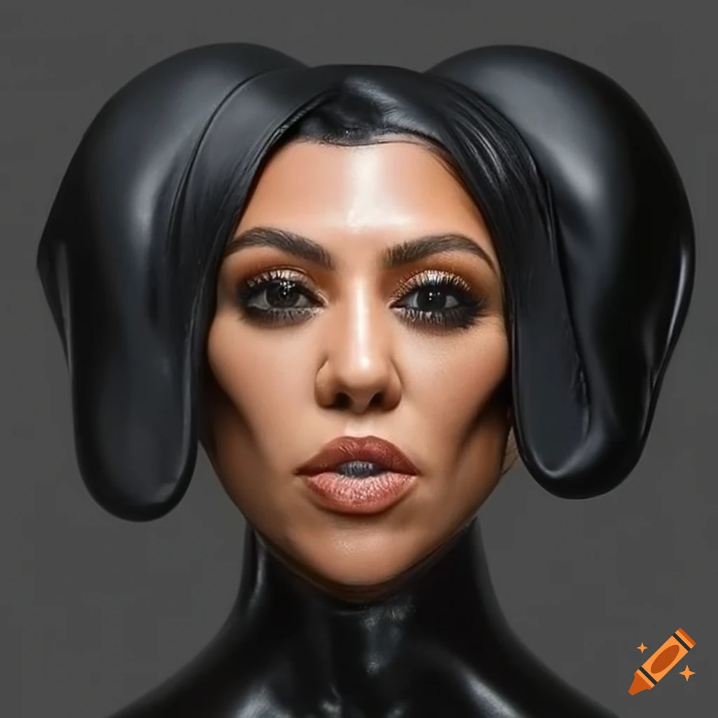Black Latex Kourtney Kardashian Face Dachshund Head On Craiyon