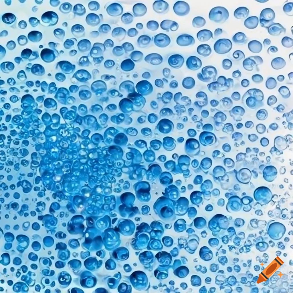 Transparent light blue bubbles on a white background