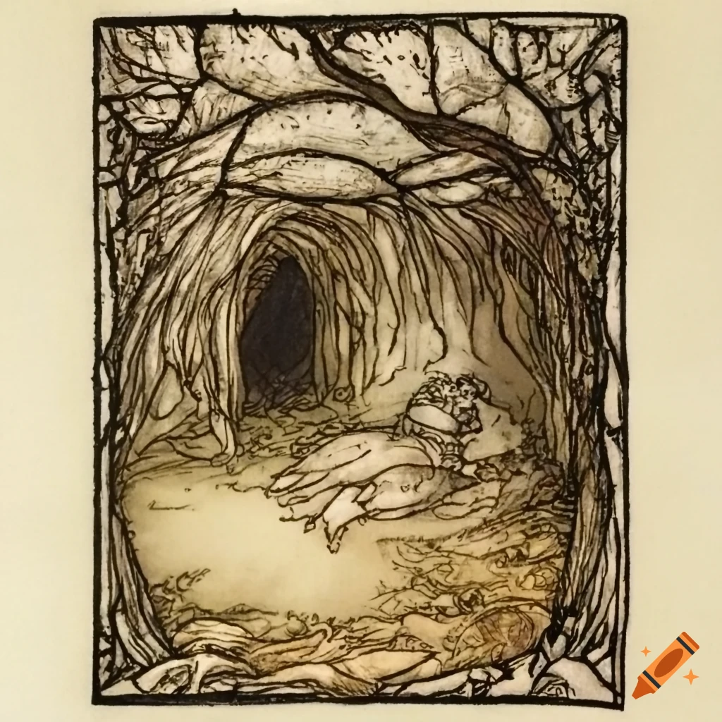 Dungeon in the style of Arthur Rackham