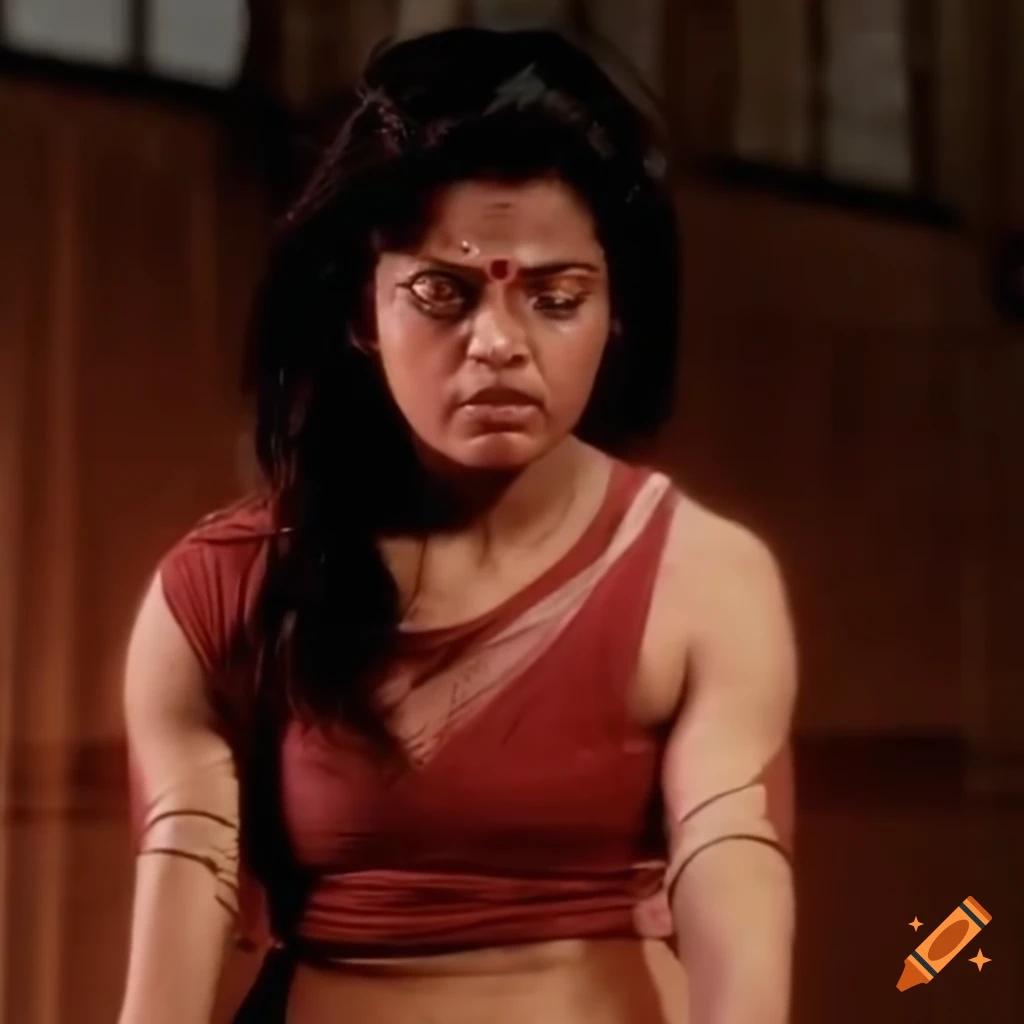South indian woman martial arts fighter in 80s movie scene on Craiyon