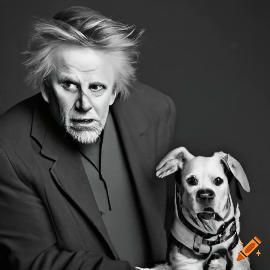 Gary Busey walking a robotic dog