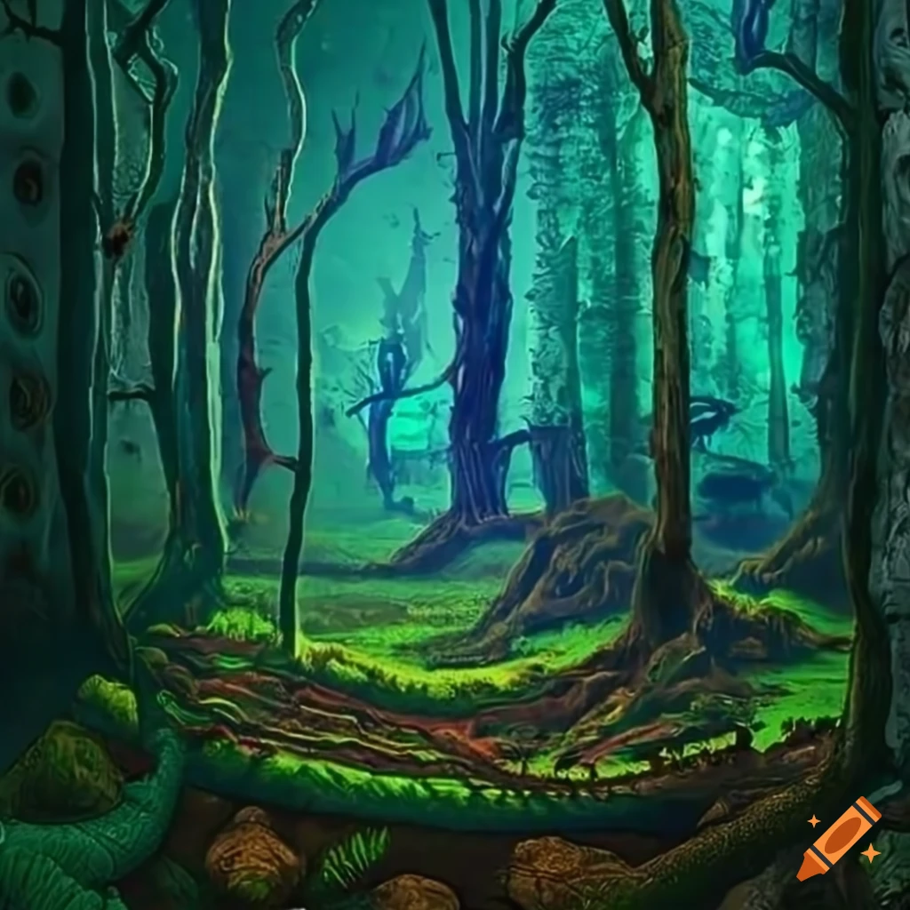 Psychedelic forest on Craiyon