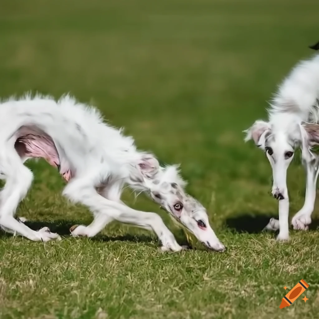 Borzoi pups playing and having fun