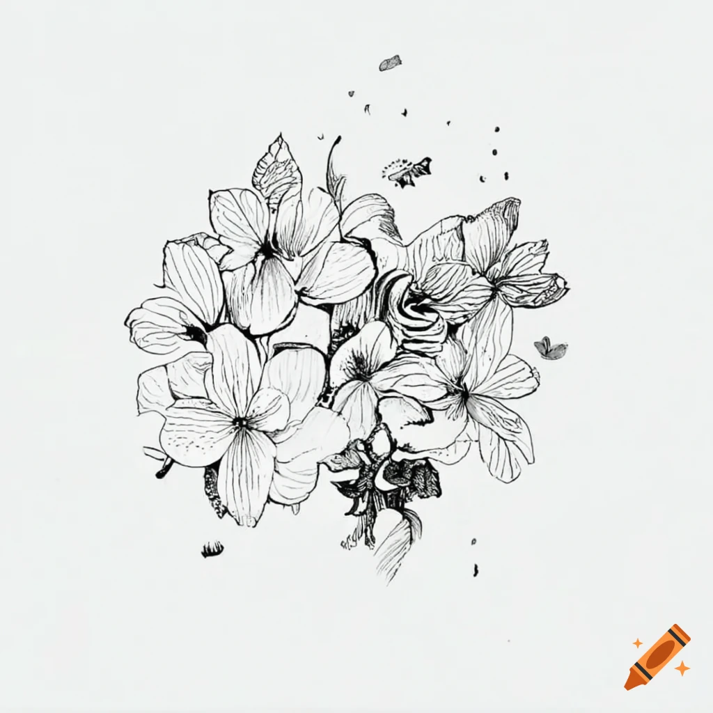 Minimalistic black and white flower tattoo design on Craiyon