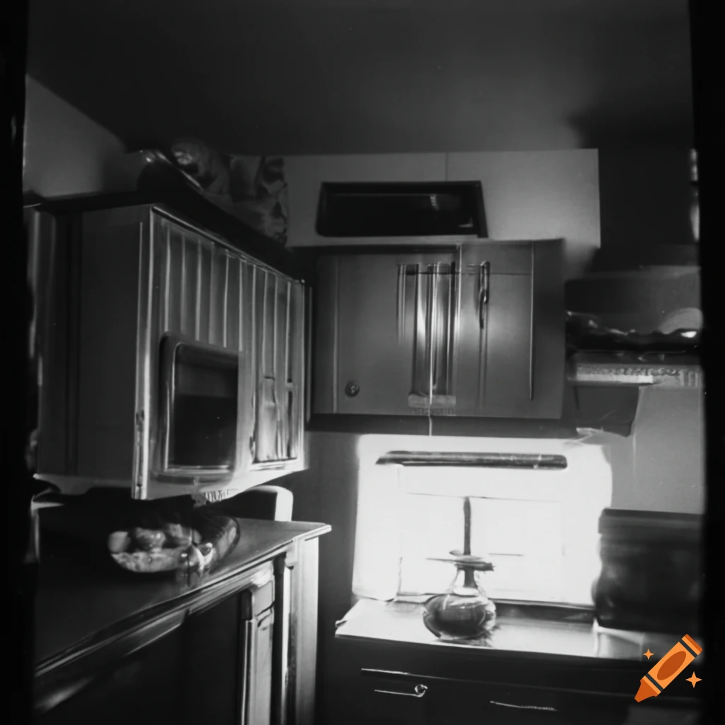 Overhead view of a bagel on a 1980s suburban kitchen counter on Craiyon