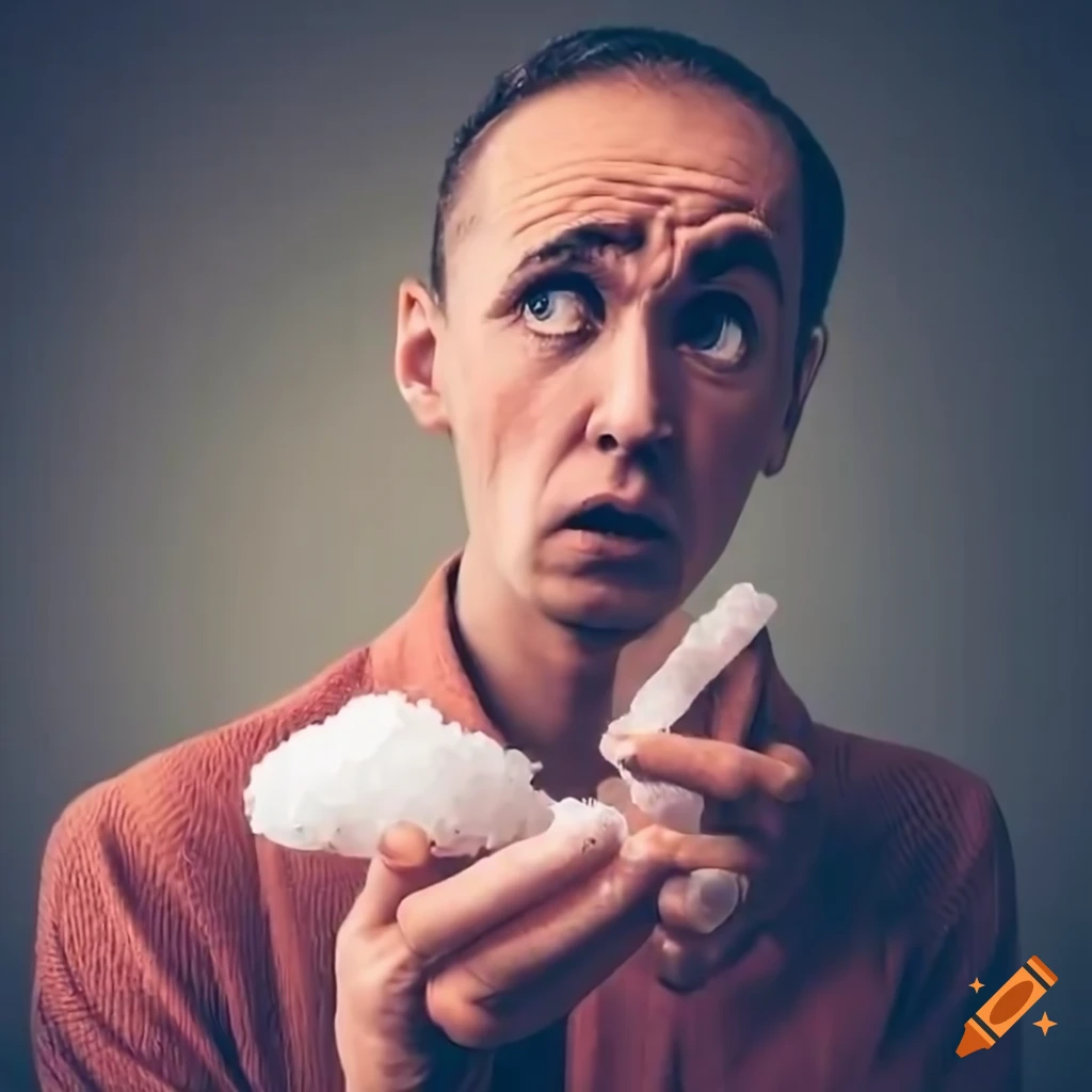 Person looking confused while holding salt in a supermarket on craiyon