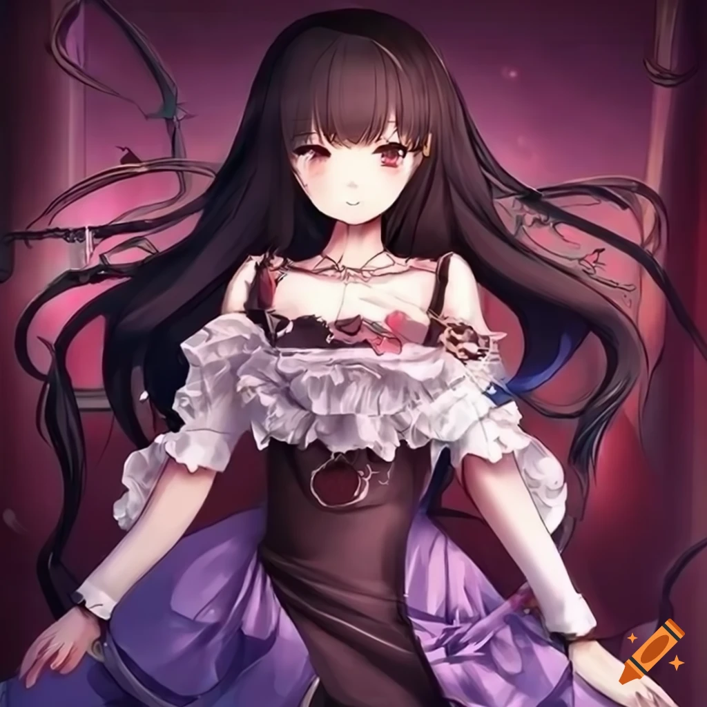 Anime original female noble dress with lots of ruffles on Craiyon