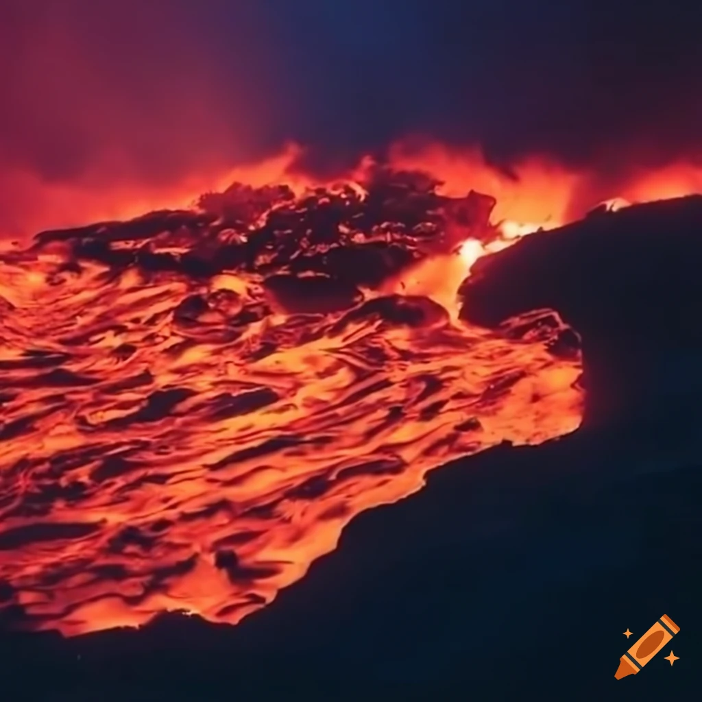 Fiery ocean of lava