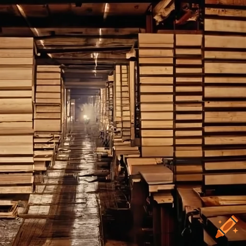 Plywood factory production line on Craiyon