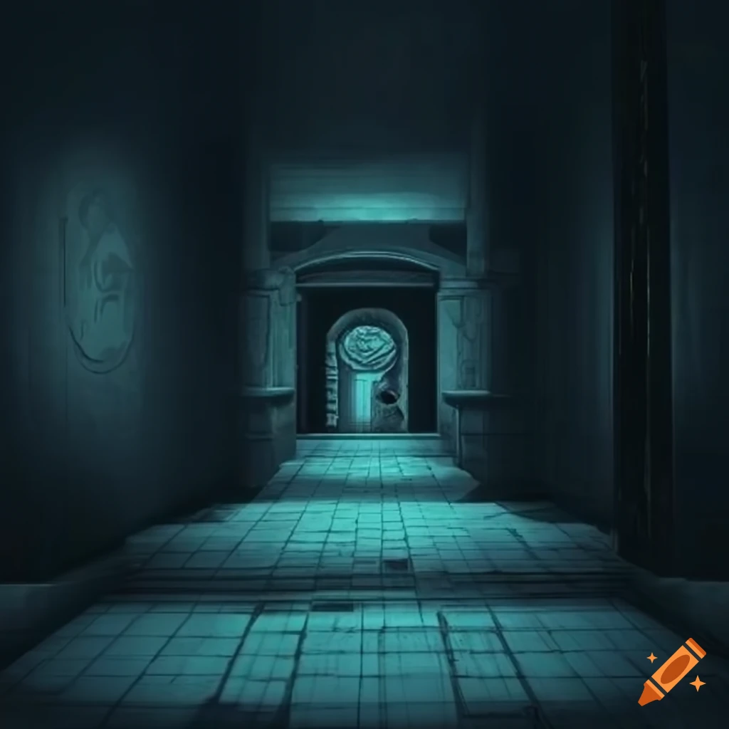 Liminal, non-euclidean trial chambers on Craiyon