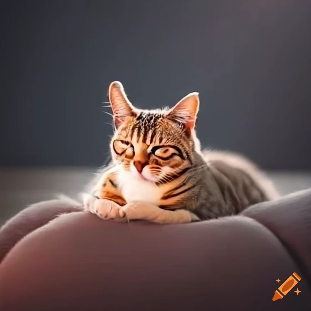 Cat sleeping on a pillow on Craiyon