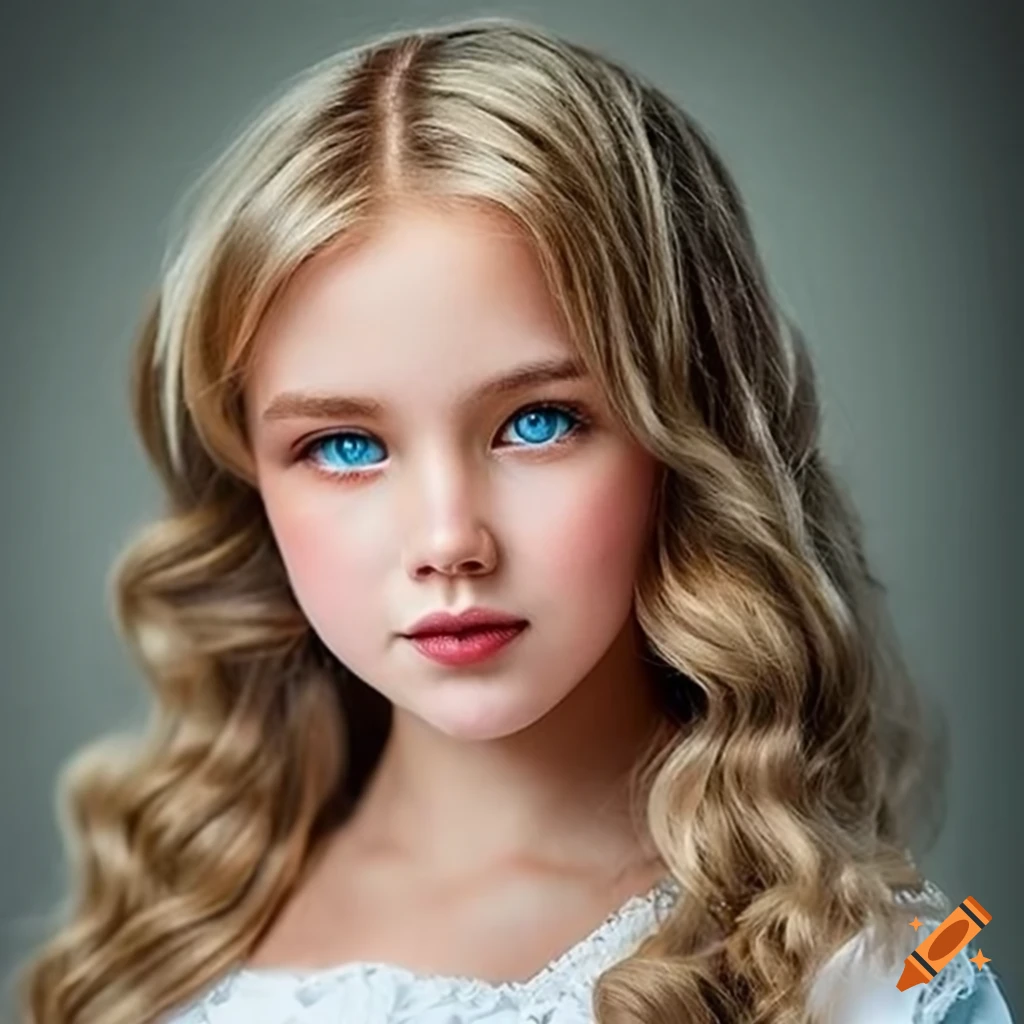 Victorian era young female model with light blue eyes and blonde hair