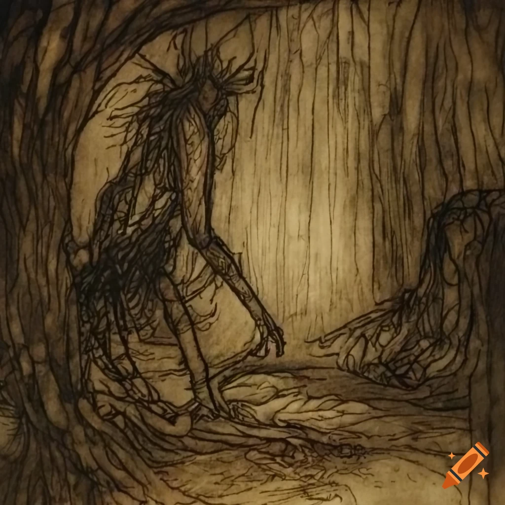 Dungeon in the style of Arthur Rackham
