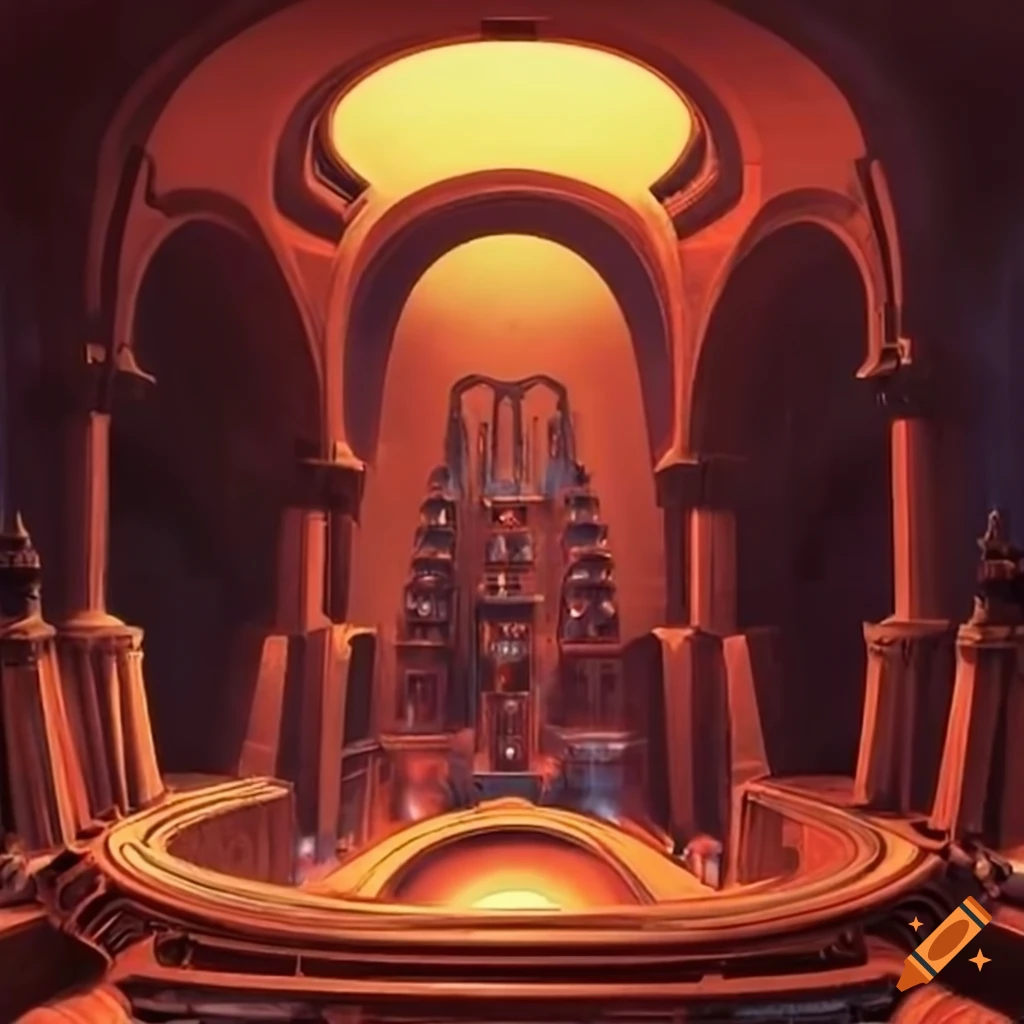 1970's sci-fi inside throne hall castle on mars on Craiyon