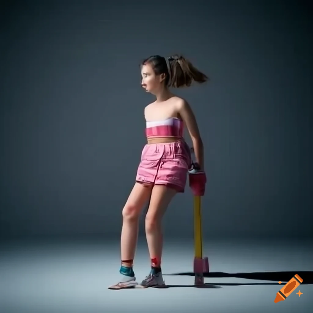 Determined girl walking with a leg cast