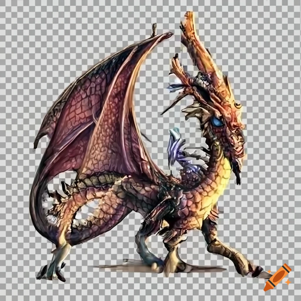 Majestic dragon guarding a glistening egg on a transparent background