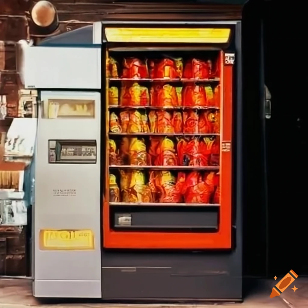 Vintage vending machines in 70s london on Craiyon