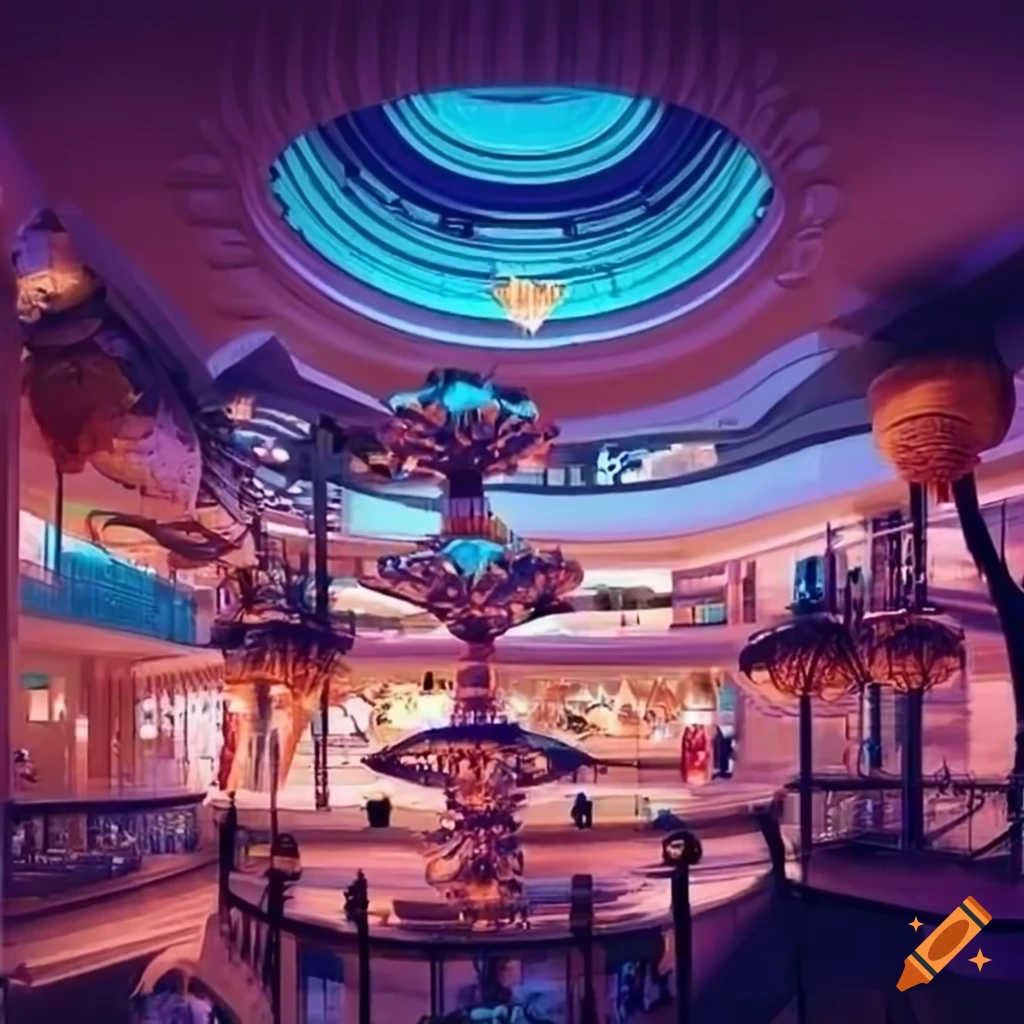 Dream mall in a dreamy setting on Craiyon