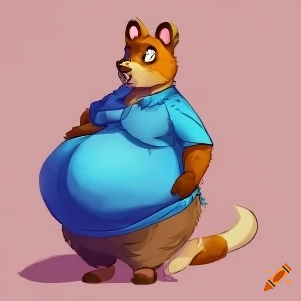 Tom Nook showing his big belly in furry anthro art