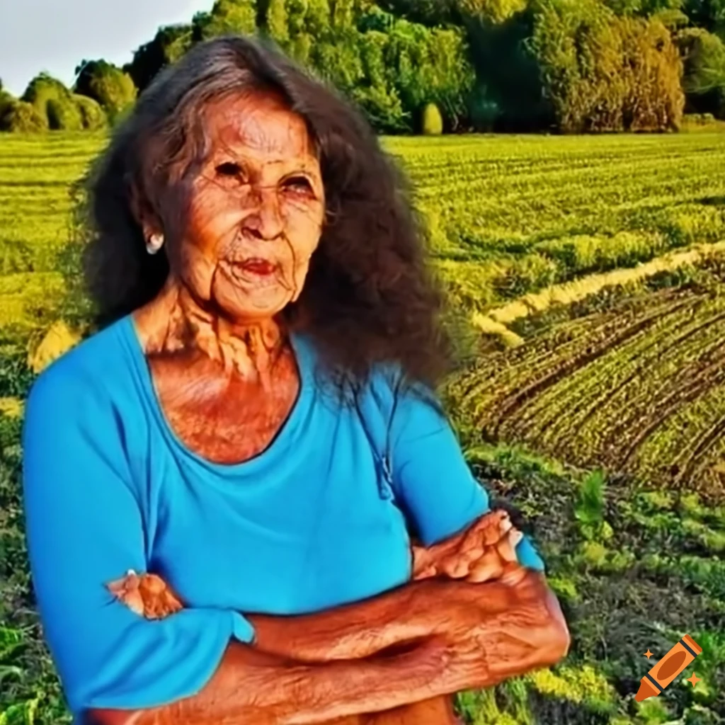 Beautiful 70 Year Old Latina Woman In Farm Fields On Craiyon