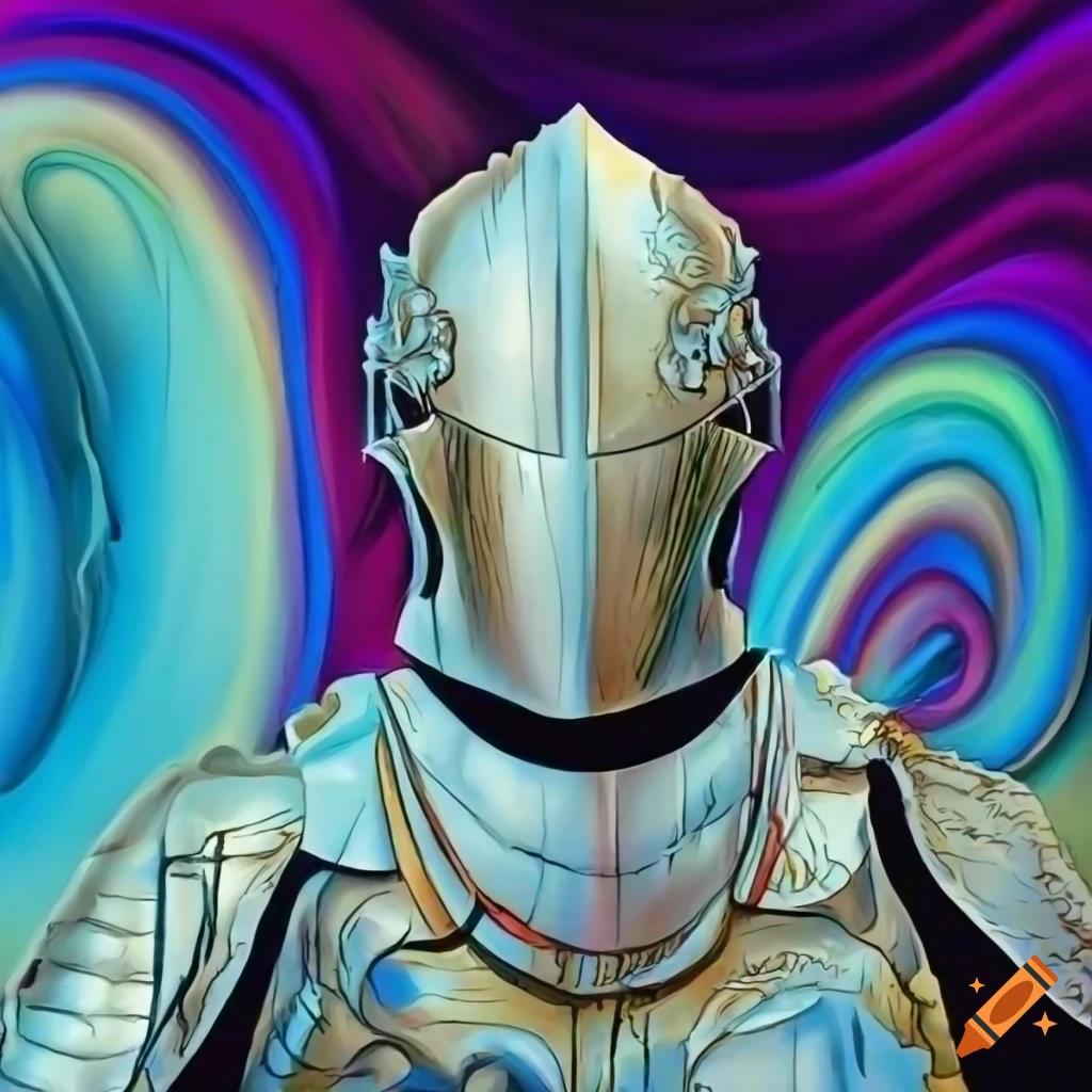 Surreal white knight ranger in vibrant comic book art style on Craiyon