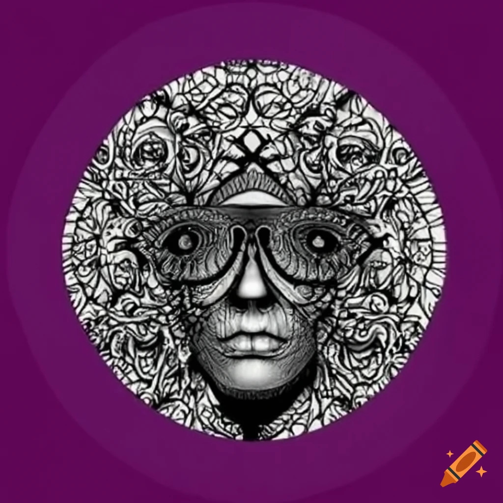 Bee's face with geometric patterns in trippy art