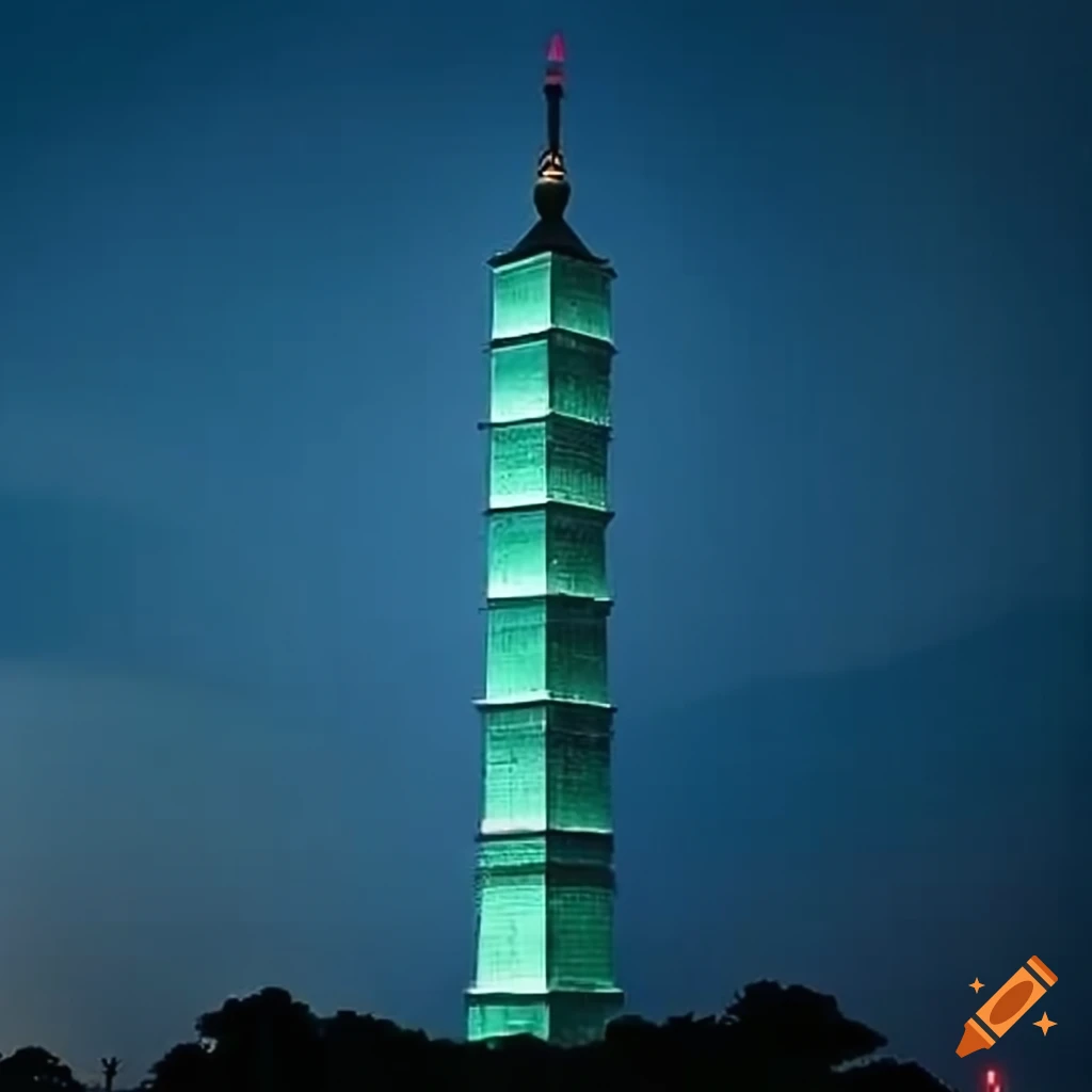 UFO flying above Taipei 101 in a surreal scene