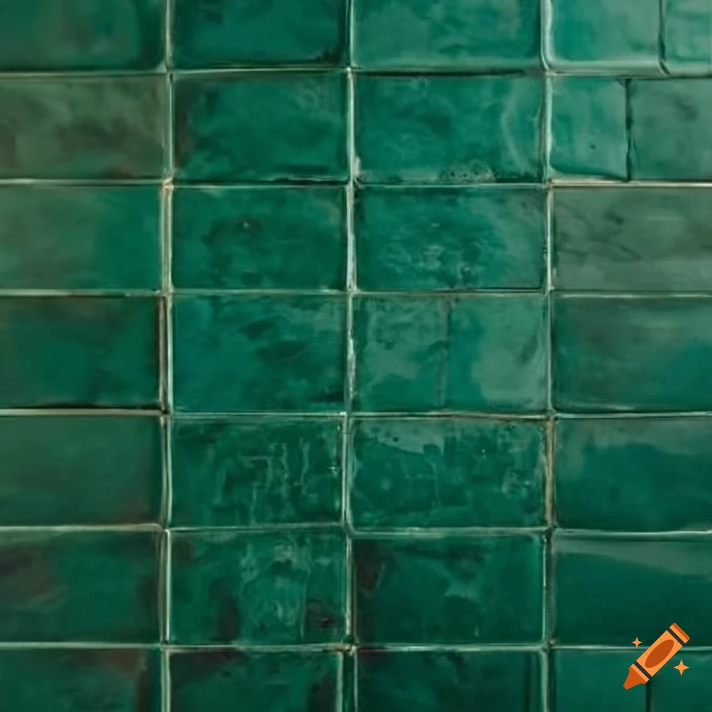 Green tiles with an aged effect on Craiyon