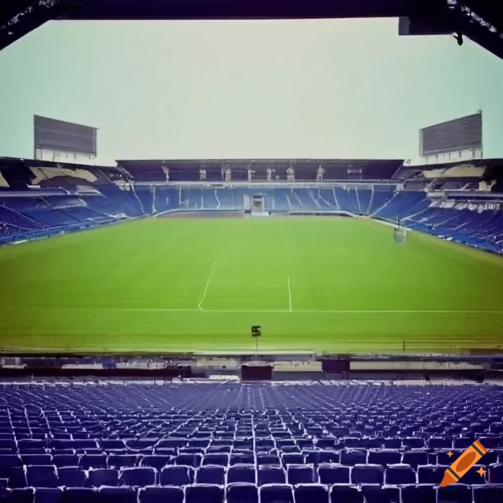 Bird's eye view of a 27000 capacity soccer stadium with 17000 seats and