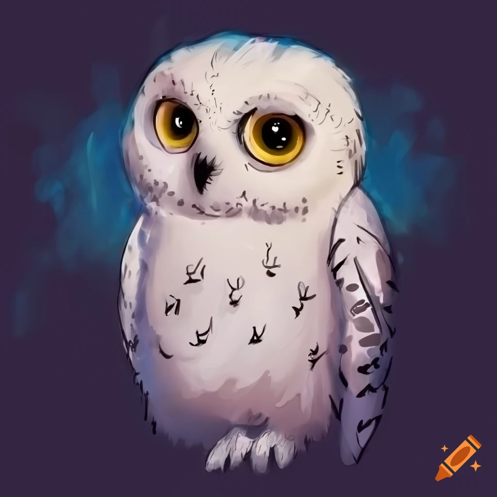 Cute drawing of hedwig the owl on Craiyon