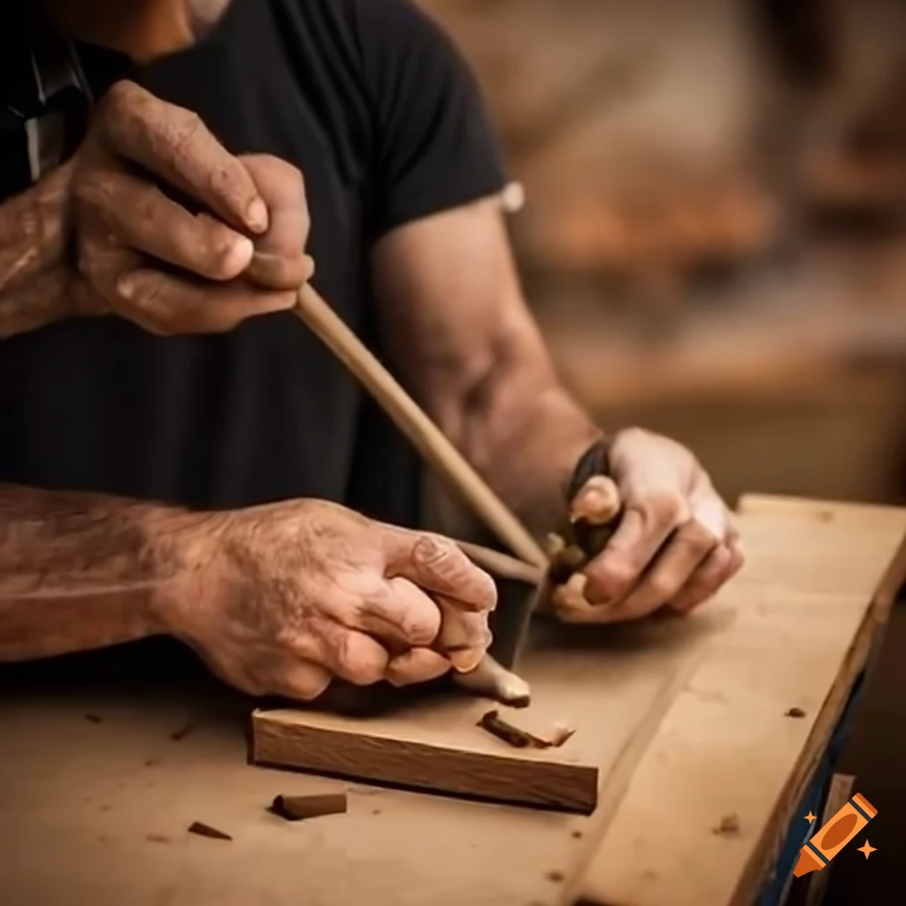 Dedicated carpenter or artisan working diligently on their craft