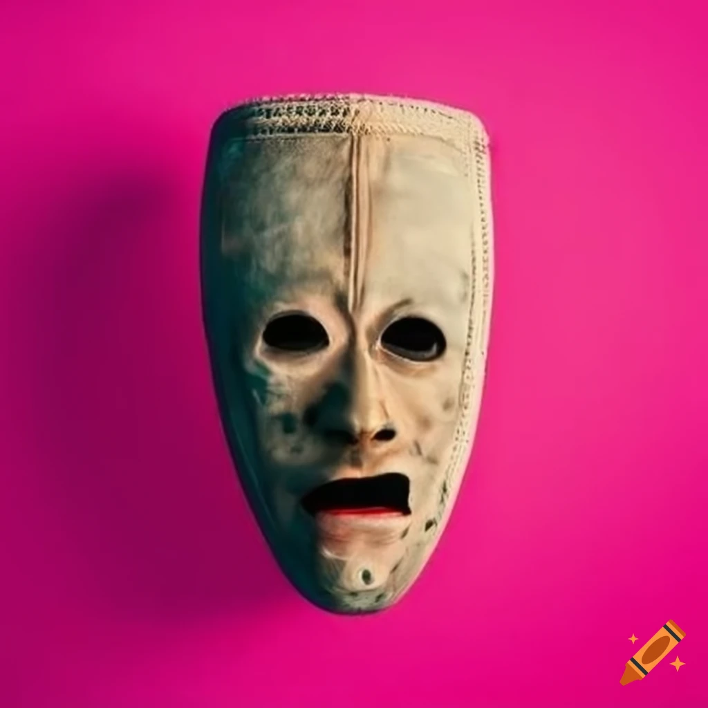 South american mask on a pink background on Craiyon