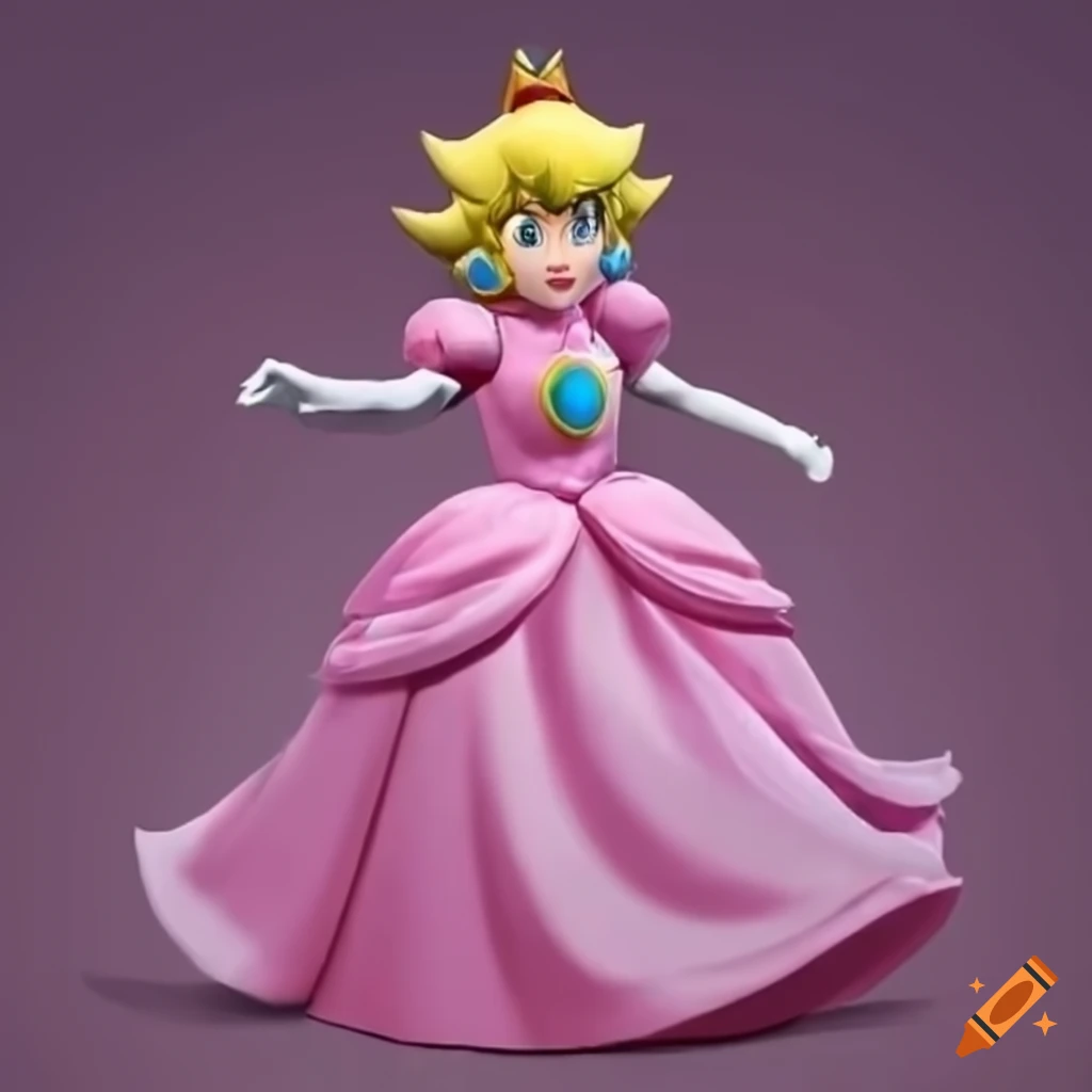 Princess Peach and Link dancing in pink silk ballgowns