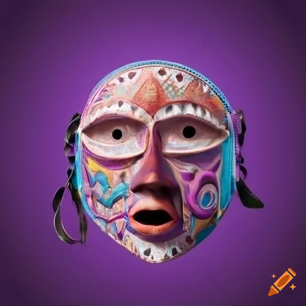 South American mask on purple background