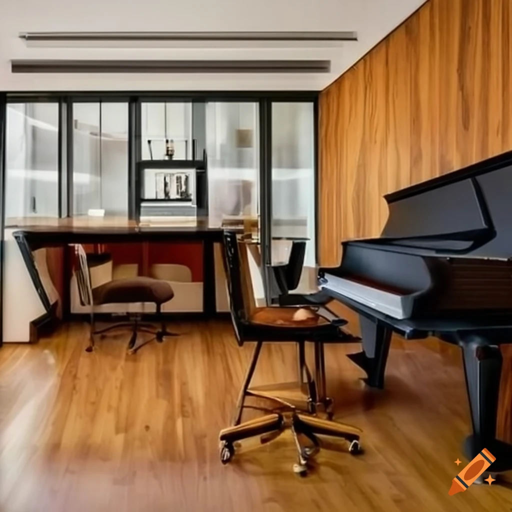 Modern home office with piano on Craiyon