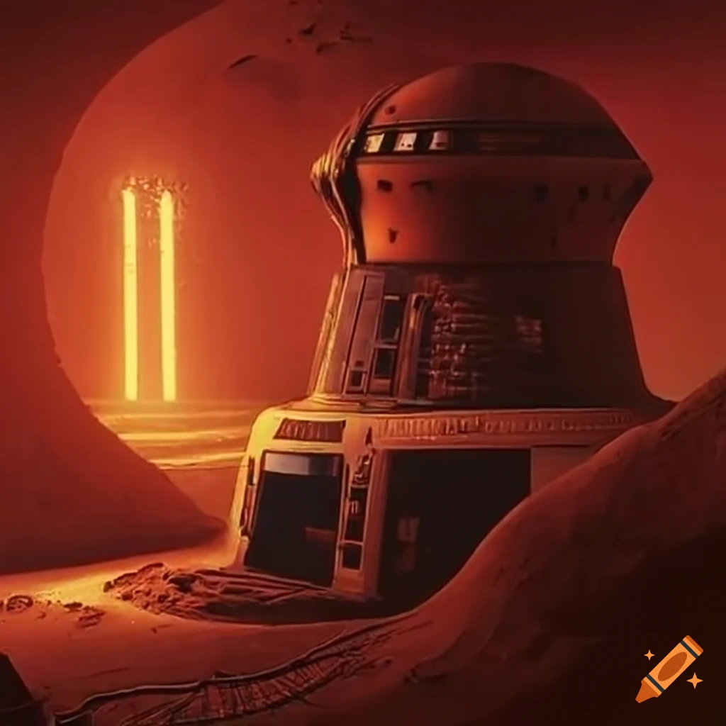 1970's sci-fi inside underground castle on Mars on Craiyon