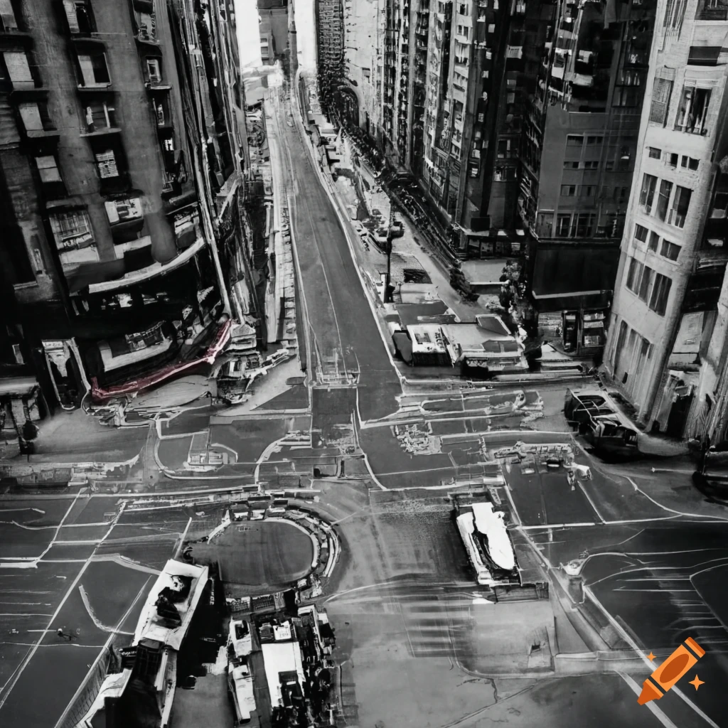 Above view map of three streets and an avenue