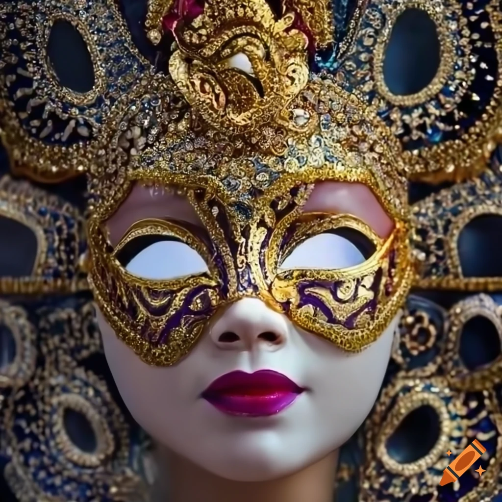 Carnival mask on feminine face with beautiful eyes and amazing colors on  Craiyon